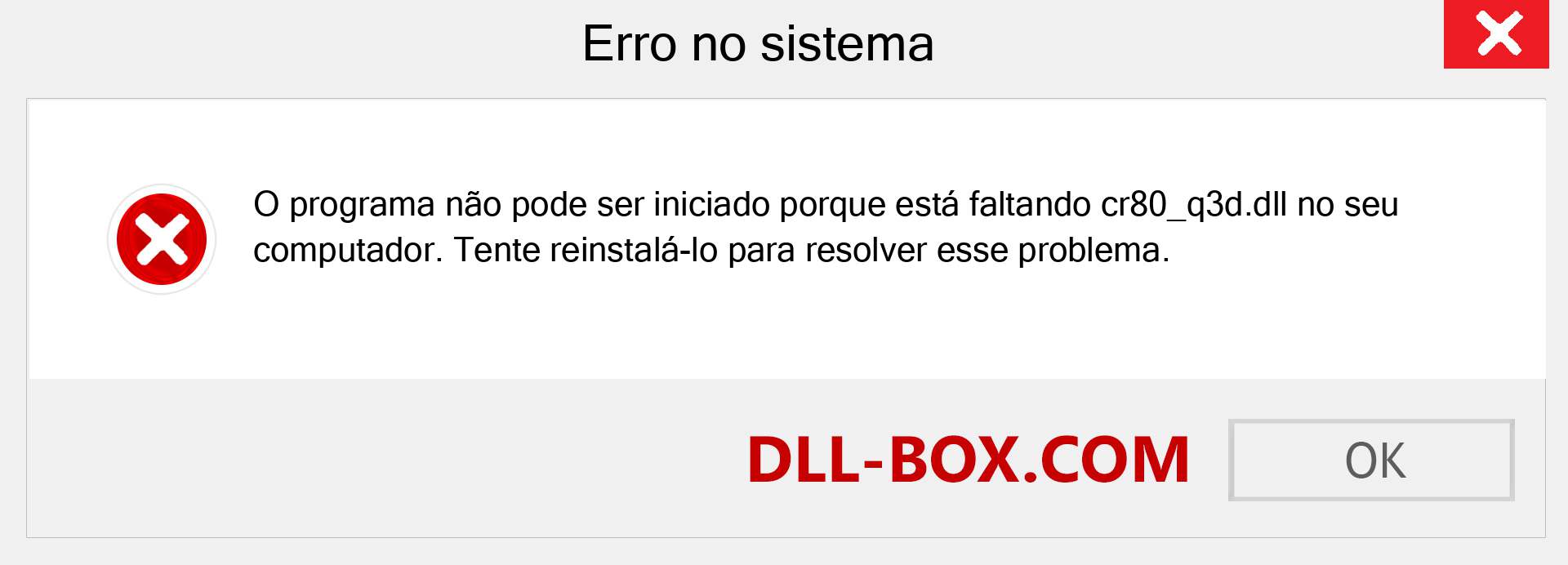Arquivo cr80_q3d.dll ausente ?. Download para Windows 7, 8, 10 - Correção de erro ausente cr80_q3d dll no Windows, fotos, imagens
